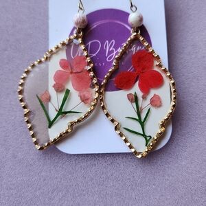 Floral Gold-Trimmed Earrings